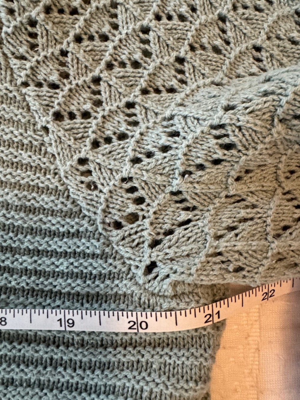 croft & barrow Sage Green Crewneck Sweater with Crochet Yoke and Sleeves - Picture 4 of 6